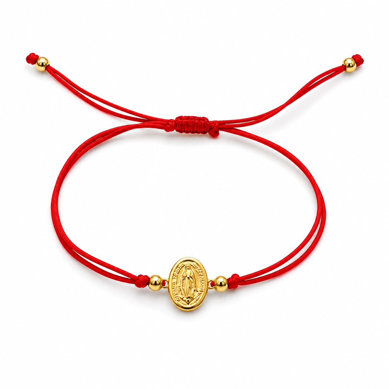 Our Lady of Guadalupe Red Bracelet – 14K Gold Plated- 10mm