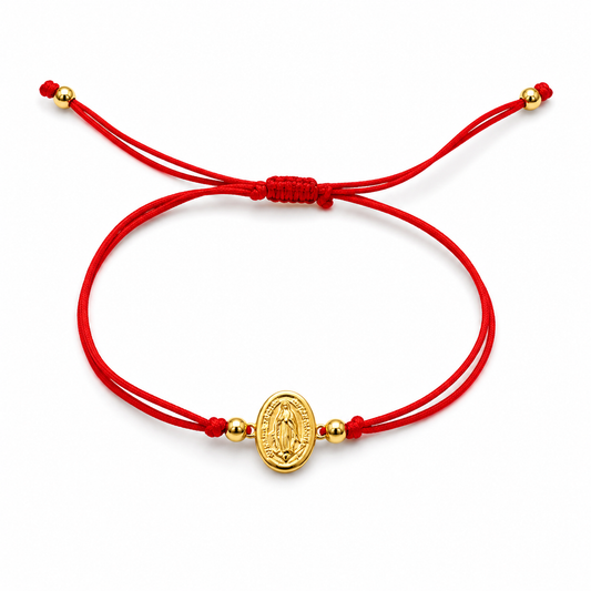 Our Lady of Guadalupe Red Bracelet – 14K Gold Plated- 10mm