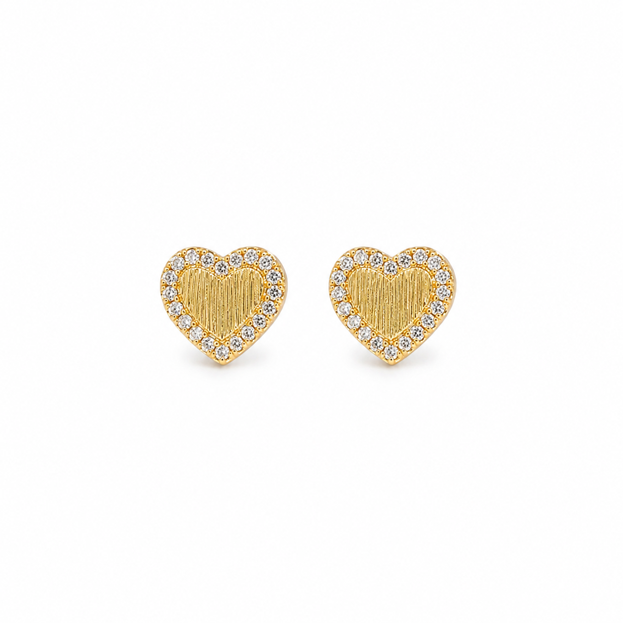 Bella Gold Heart Zirconia Earrings 925 Sterling Silver - 7.2mm