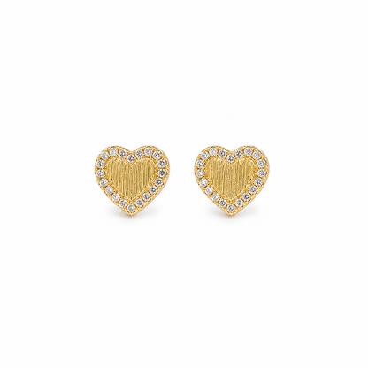 Bella Gold Heart Zirconia Earrings 925 Sterling Silver - 7.2mm