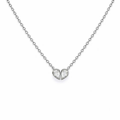 Crystal Heart Necklace 925 Sterling Silver-7.5mm