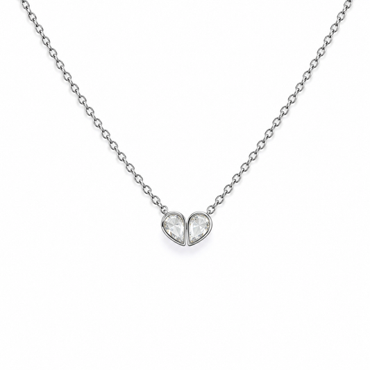 Crystal Heart Necklace 925 Sterling Silver-7.5mm