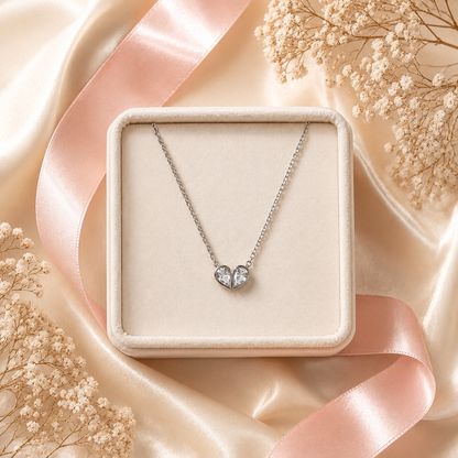 Crystal Heart Necklace 925 Sterling Silver-7.5mm