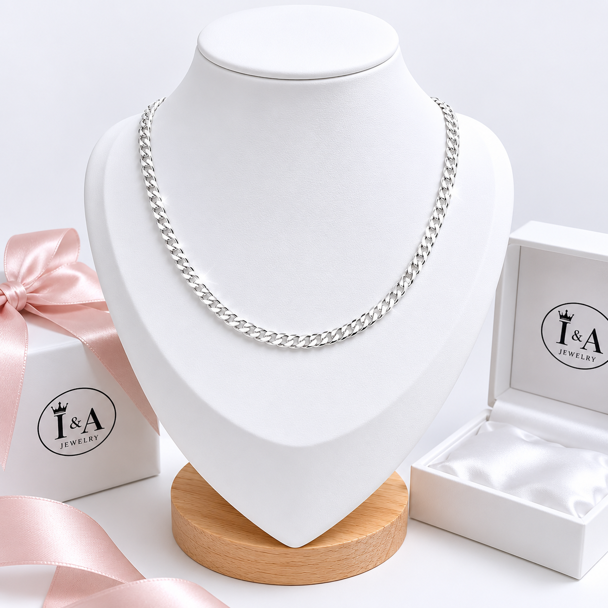 Cuban Chain Necklace 4mm Sterling Silver 925 - 24 inch