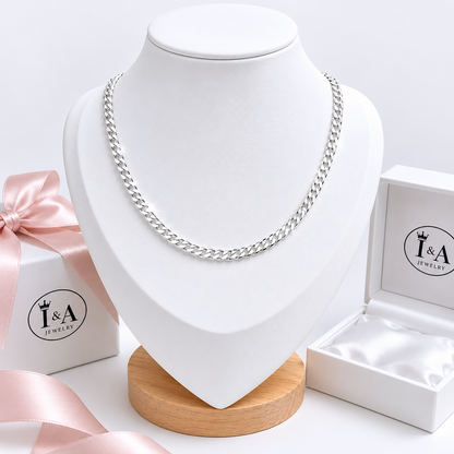 Cuban Chain Necklace 4mm Sterling Silver 925 - 24 inch