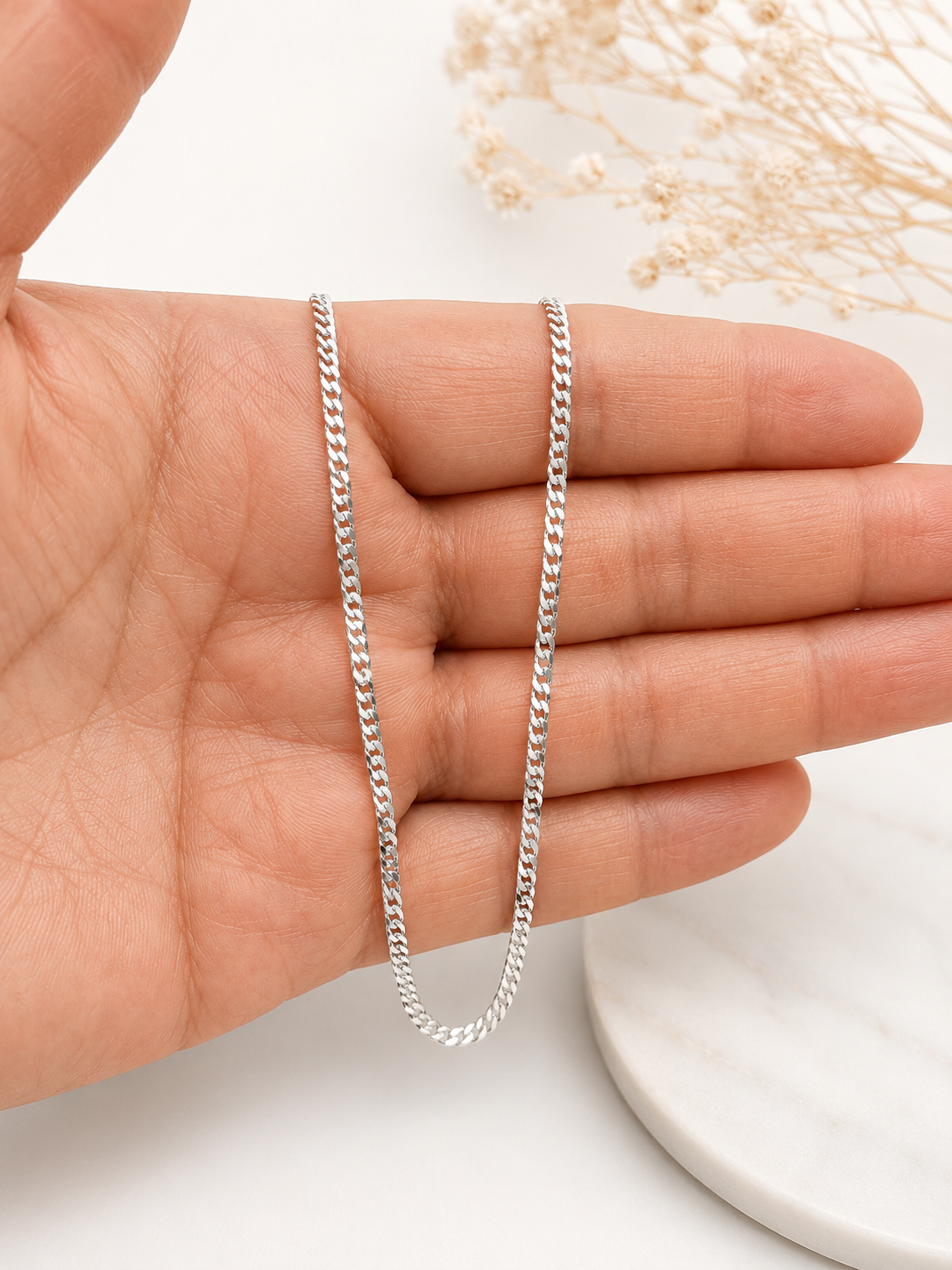 Mini Cuban Chain Necklace 18” Sterling Silver 925 - 2mm