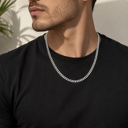 Cuban Chain Necklace 5mm Sterling Silver 925 22 inch