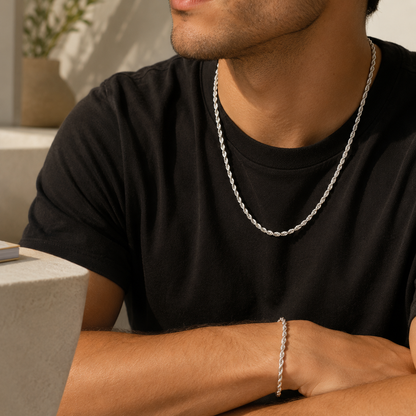 Torzal Sterling Silver 925 20” and 22” Chain Twist -3.5mm