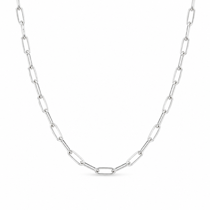 Paperclip (3mm) Chain Necklace Sterling Silver 925