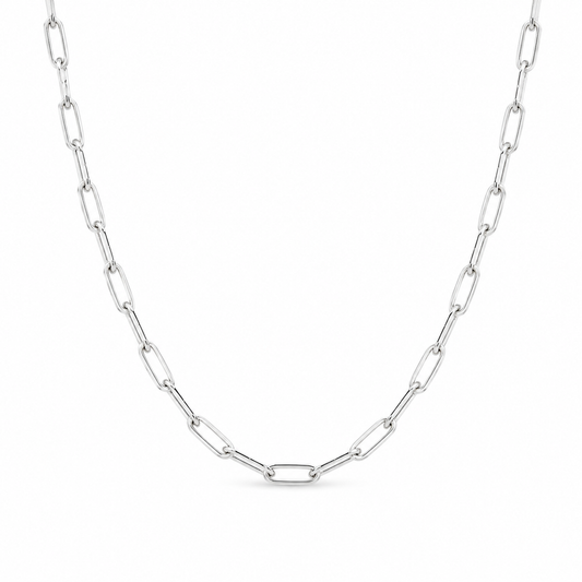 Paperclip (3mm) Chain Necklace Sterling Silver 925