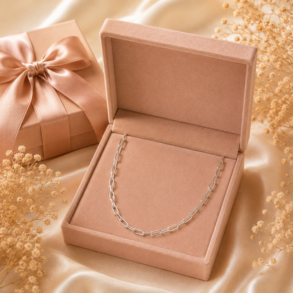 Paperclip (3mm) Chain Necklace Sterling Silver 925