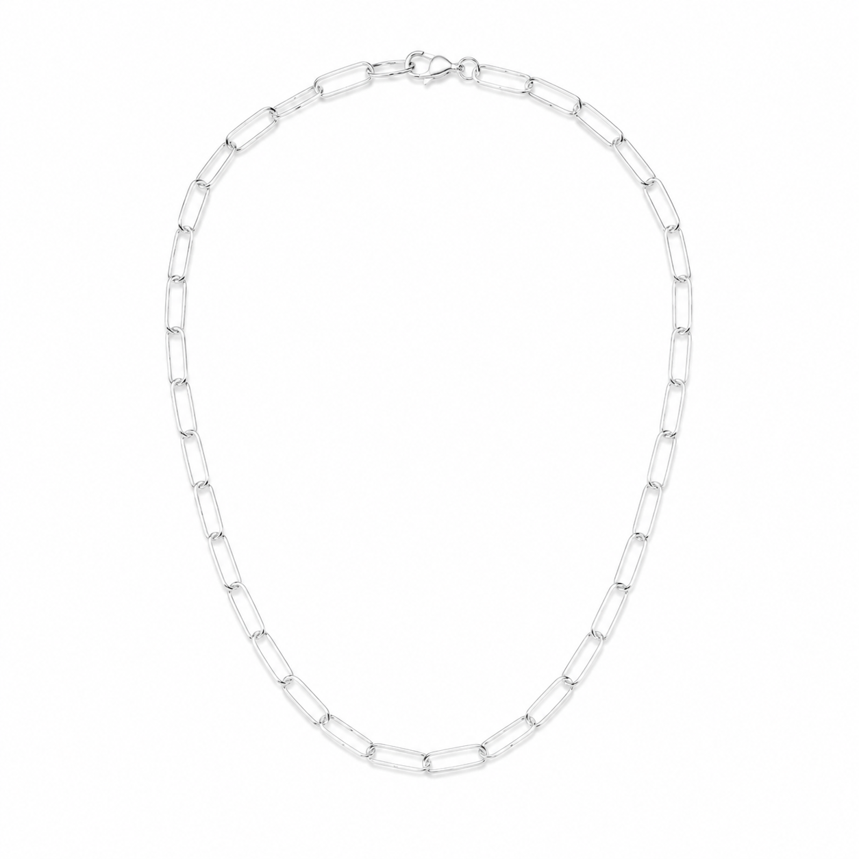 Paper Clip l  Chain 3 mm Necklace Sterling Silver 925