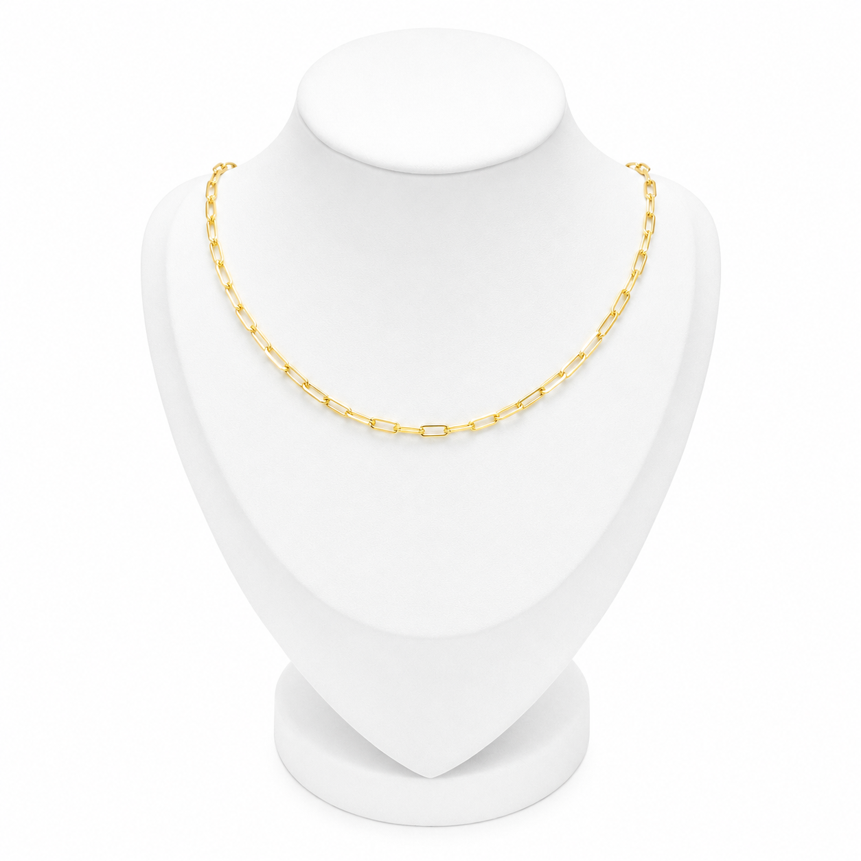 Paperclip Gold Chain Necklace Sterling Silver 925 18”