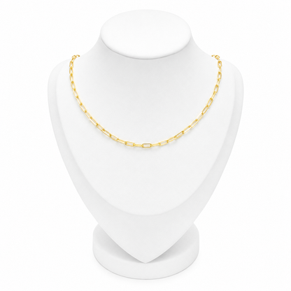 Paperclip Gold Chain Necklace Sterling Silver 925 18”