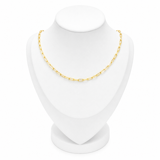 Paperclip Gold Chain Necklace Sterling Silver 925 18”
