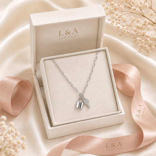 Padlock & key Necklace Sterling Silver 925 18”