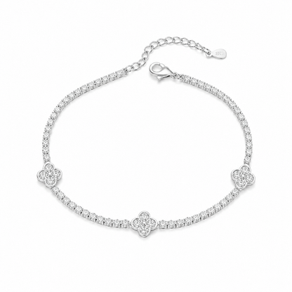 925 Sterling Silver Clover Tennis Bracelet