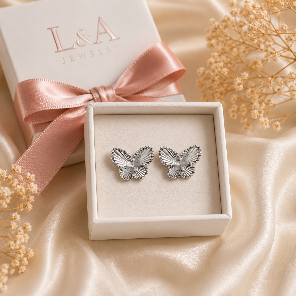 Butterfly Glow Stud Earrings 925 Sterling Silver-11mm