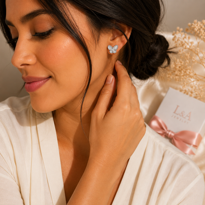Butterfly Glow Stud Earrings 925 Sterling Silver-11mm