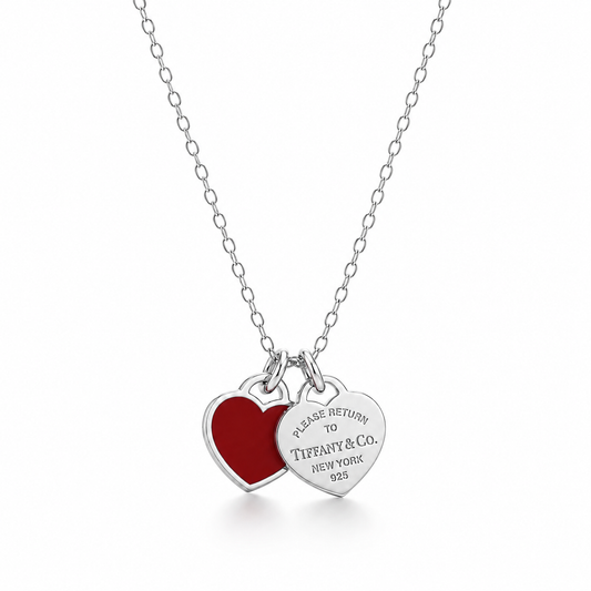 Twin Hearts Necklace – Red 925 Sterling Silver-11mm