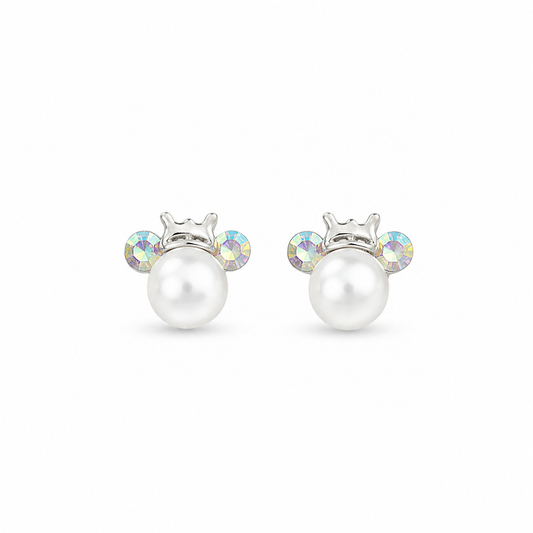 👑 Little Princess Pearl Earrings 925 Sterling Silver-7mm