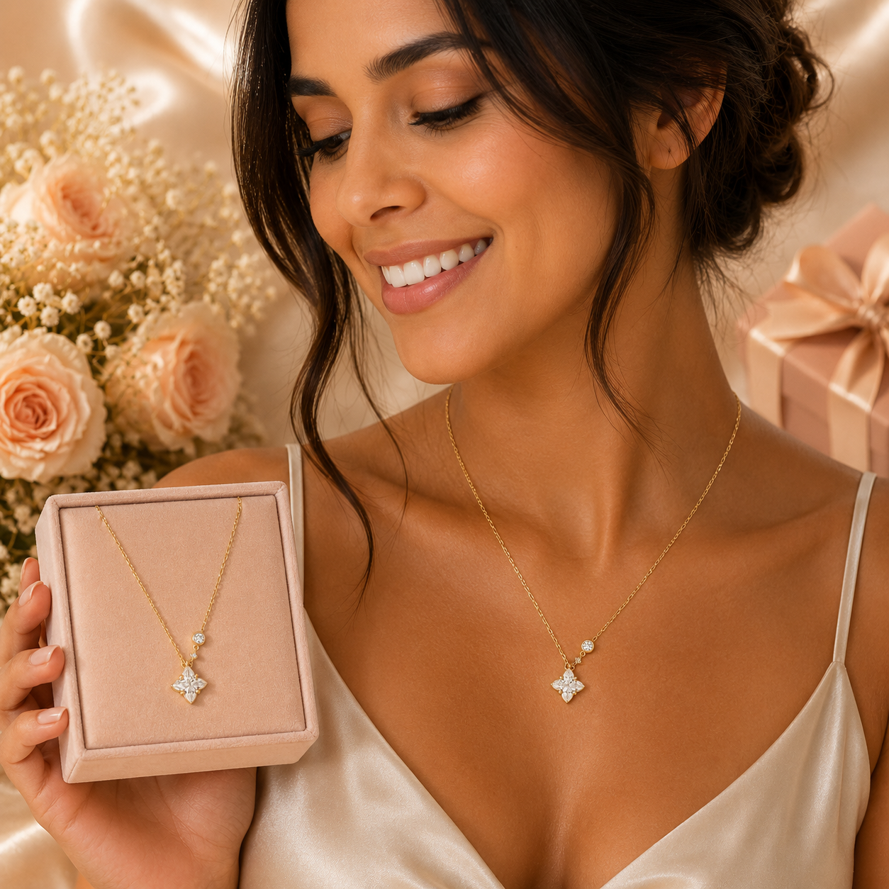 Celeste Bloom Sterling Silver Necklace -8.5mm (Gold)