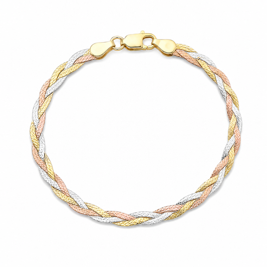 Peace Bracelet Tricolor Sterling Silver 925 7”