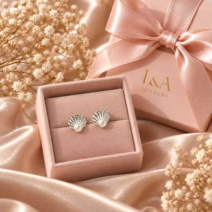 Pearl Shell Stud Earrings -925 Sterling Silver