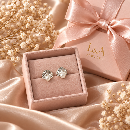 Pearl Shell Stud Earrings -925 Sterling Silver