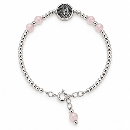 Our Lady of Guadalupe Rose Quartz Bracelet