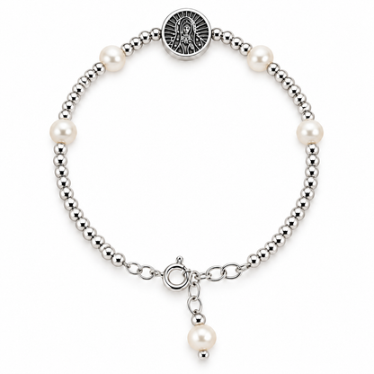 Divine Grace – Our Lady of Guadalupe Pearl Bracelet | Sterling Silver 925