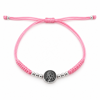 Guadalupe Divine Grace – Pink String Bracelet-925 Sterling Silver