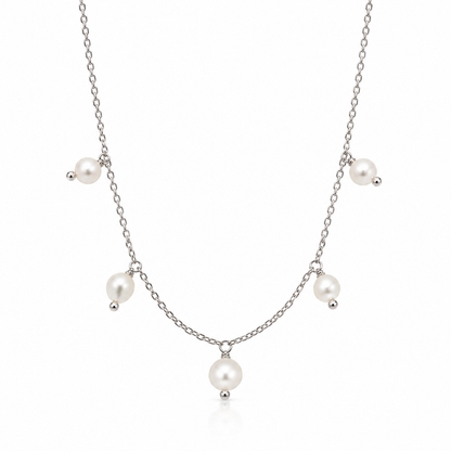 Pearl Bloom  Necklace | Sterling Silver 925 -20”