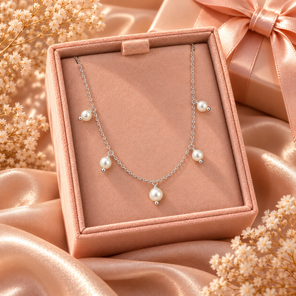Pearl Bloom  Necklace | Sterling Silver 925 -20”