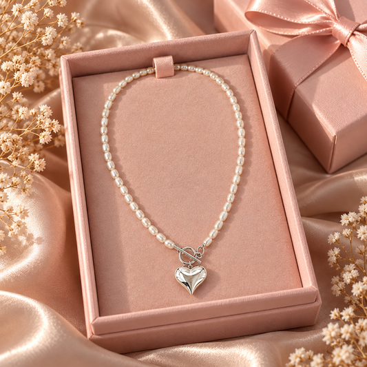 Pearl Amour Necklace - 925 Sterling Silver - 16”