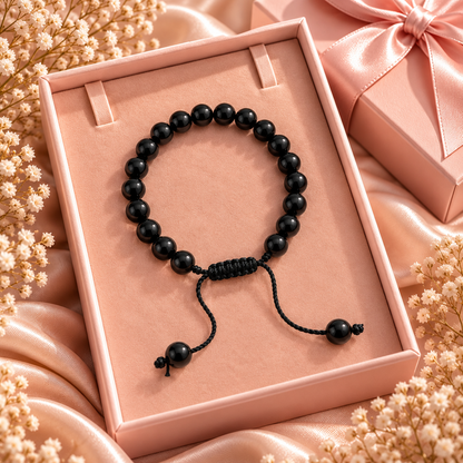 Onyx Noir Bracelet | Adjustable- 8mm