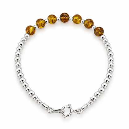 Golden Amber Bracelet | 925 Sterling Silver-7”
