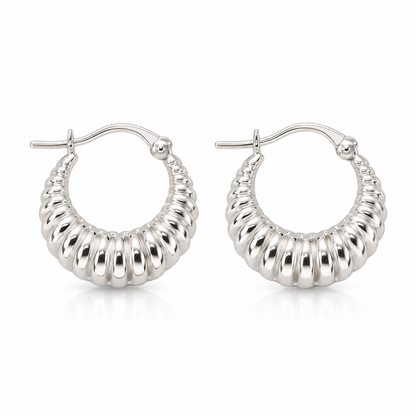 Aurora Ribbed Hoops | 925 Sterling Silver -18mm