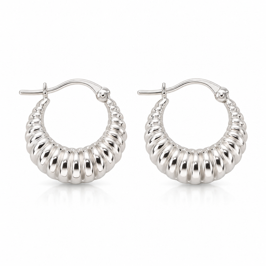 Aurora Ribbed Hoops | 925 Sterling Silver -18mm