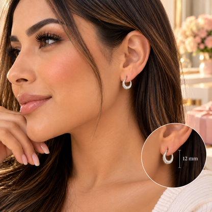 Aurora Ribbed Hoops | 925 Sterling Silver -18mm