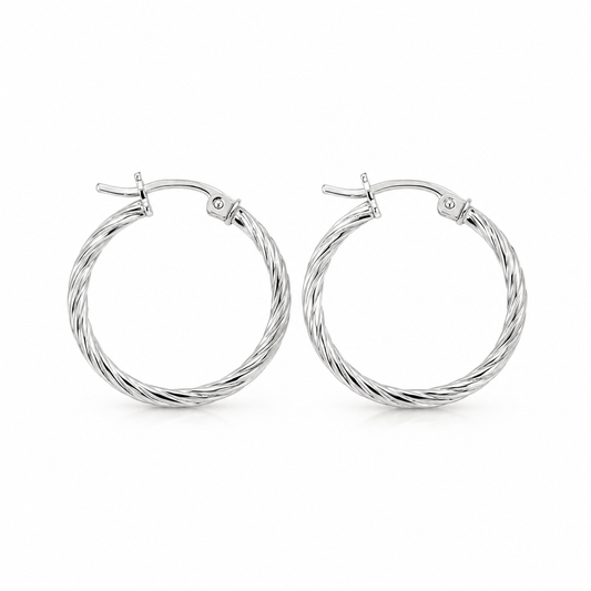 Aurora Twist Hoops – Sterling Silver 925 - 14mm