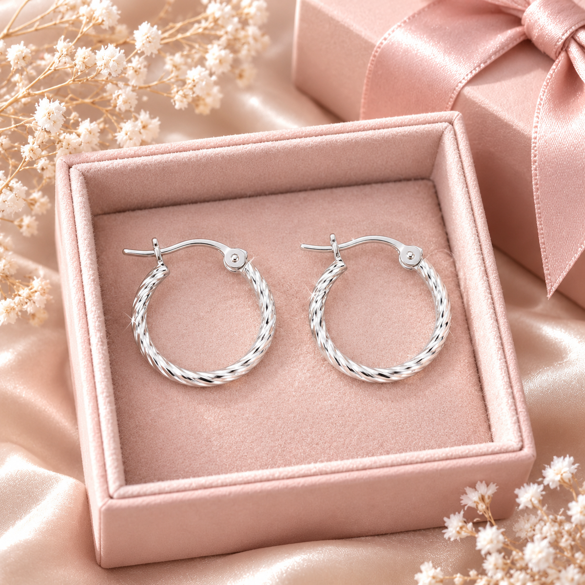 Aurora Twist Hoops – Sterling Silver 925 - 14mm