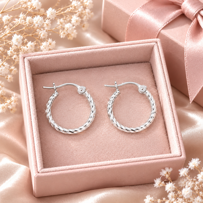 Aurora Twist Hoops – Sterling Silver 925 - 14mm
