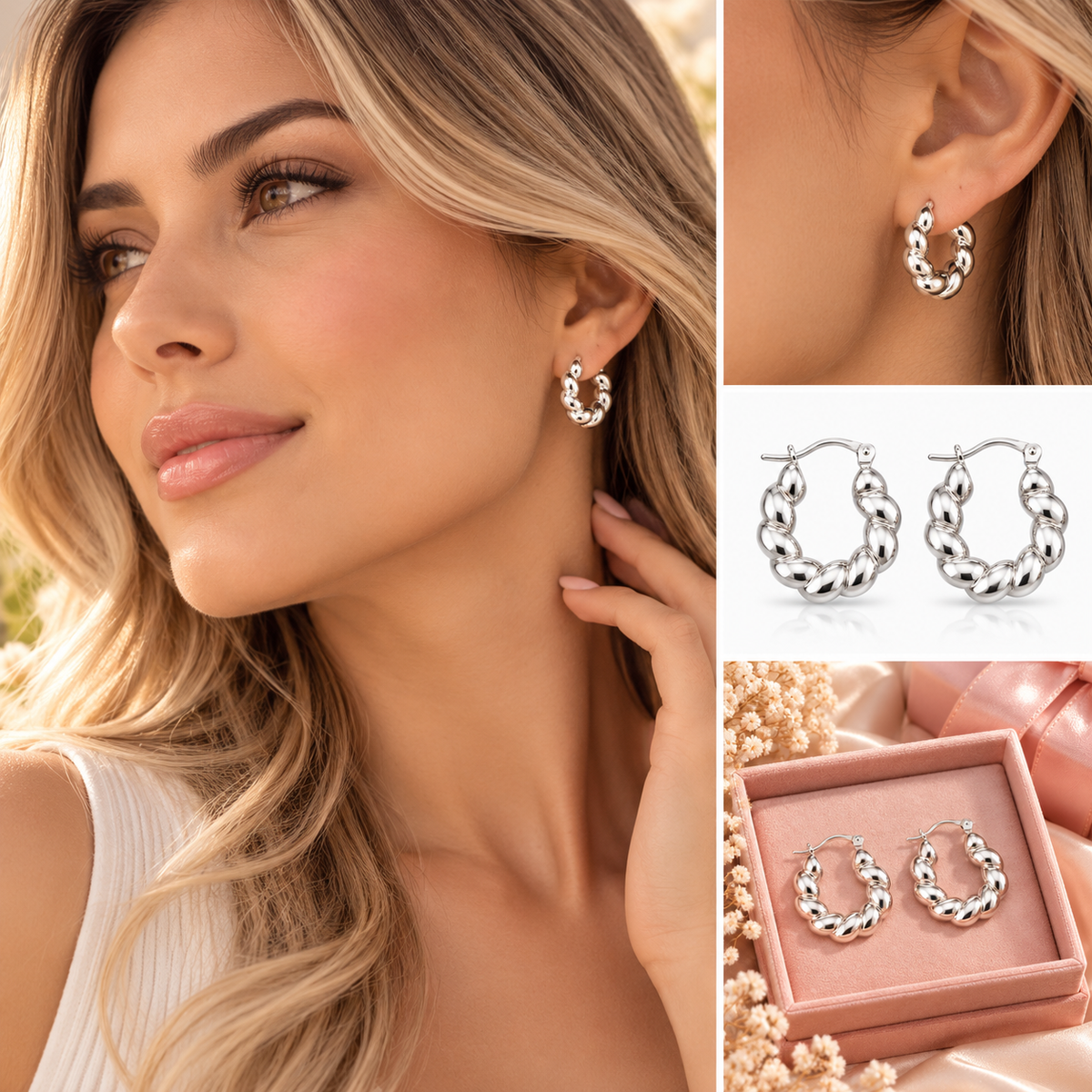 Alessia Twist Hoops | 925 Sterling Silver-24mm