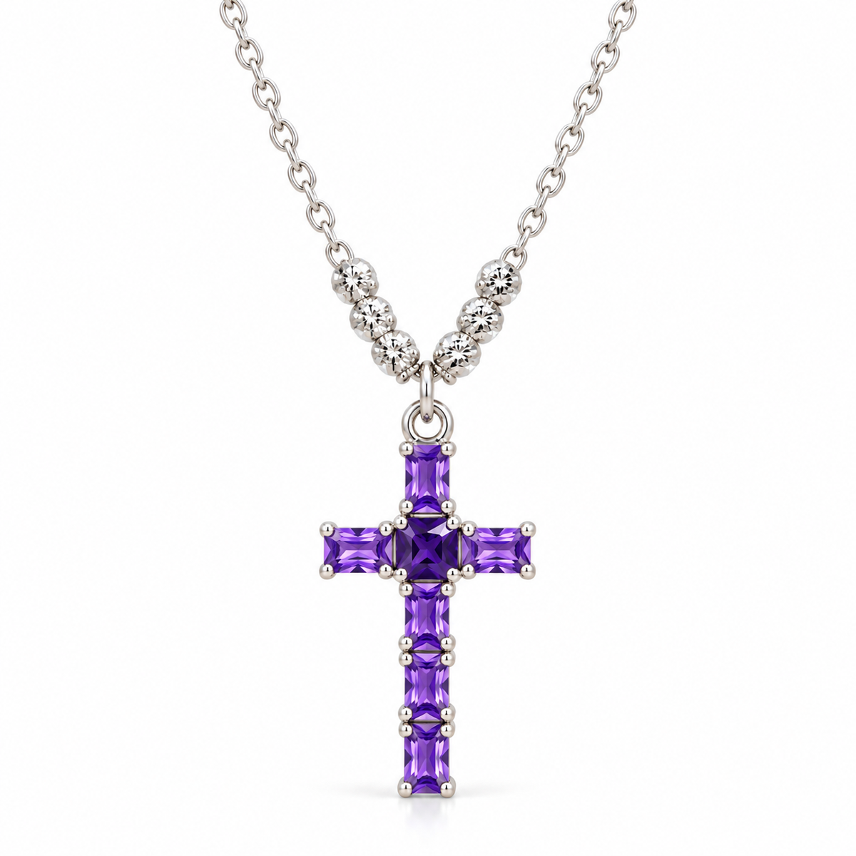 Faith & Sparkle  Cross Necklace 925 Sterling Silver -27mm -18mm