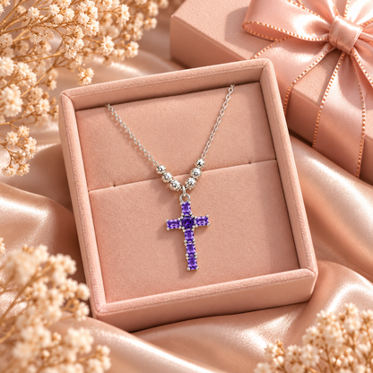 Faith & Sparkle  Cross Necklace 925 Sterling Silver -27mm -18mm