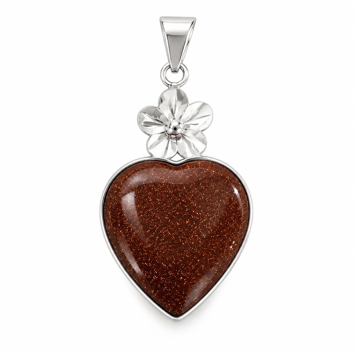 Blooming Heart Pendant | 925 Sterling Silver - 47mm