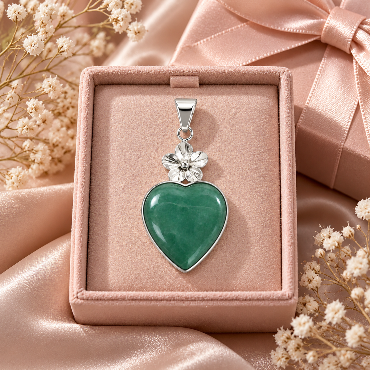Blooming Heart Pendant | 925 Sterling Silver - 47mm