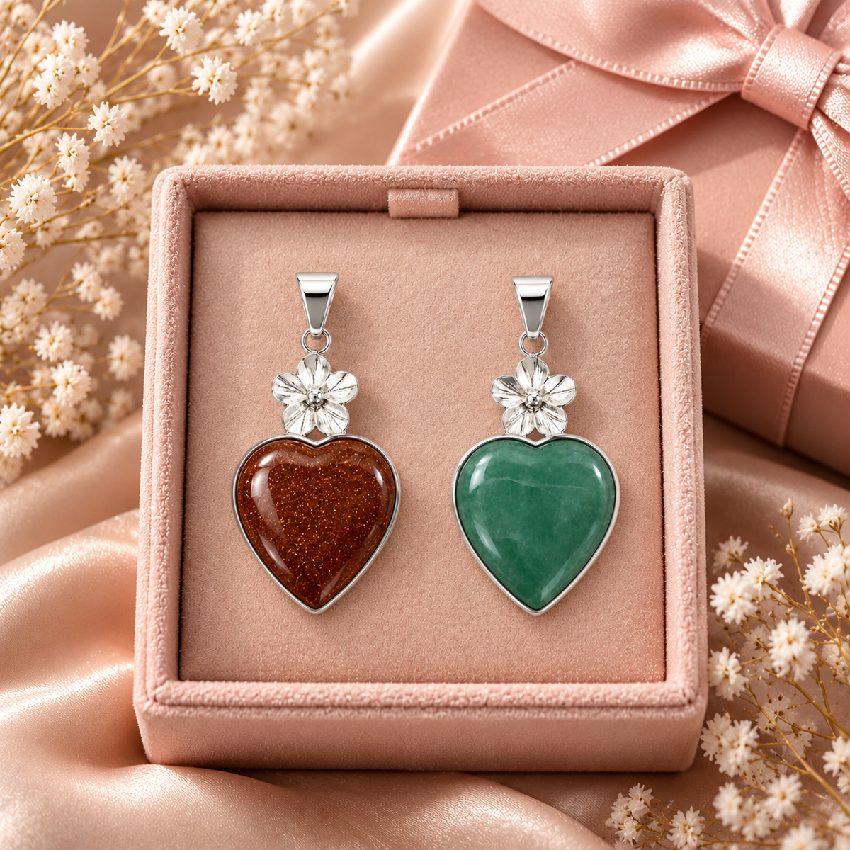 Blooming Heart Pendant | 925 Sterling Silver - 47mm