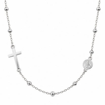 Saint Benedict Grace Necklace - 925 Sterling Silver 18.5 “